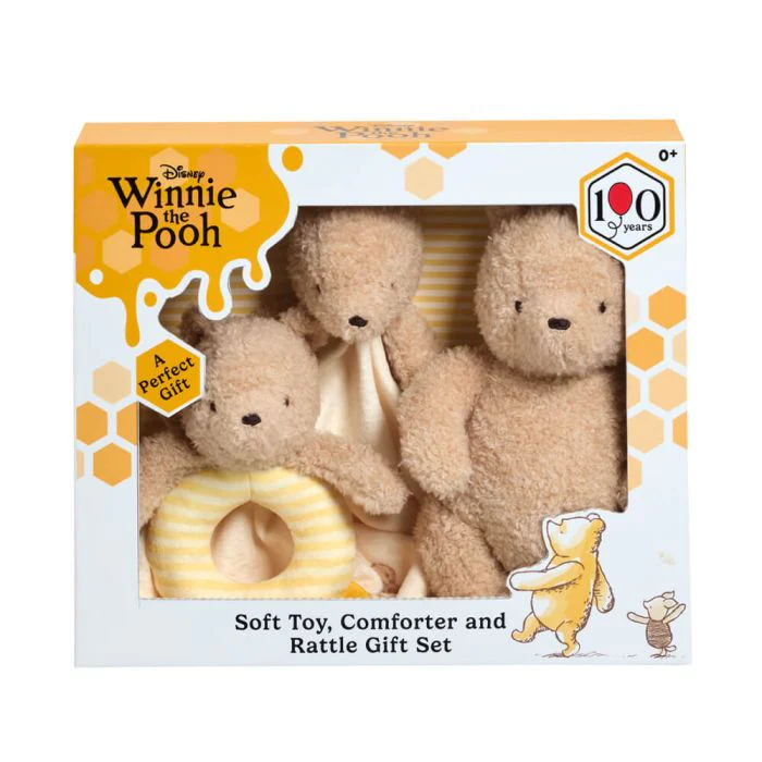 pooh gift set bear comforter & rattle